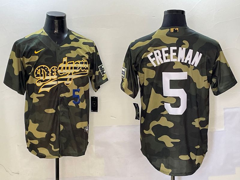 Men Los Angeles Dodgers #5 Freeman Camo Joint Name 2025 Nike MLB Jersey style 9